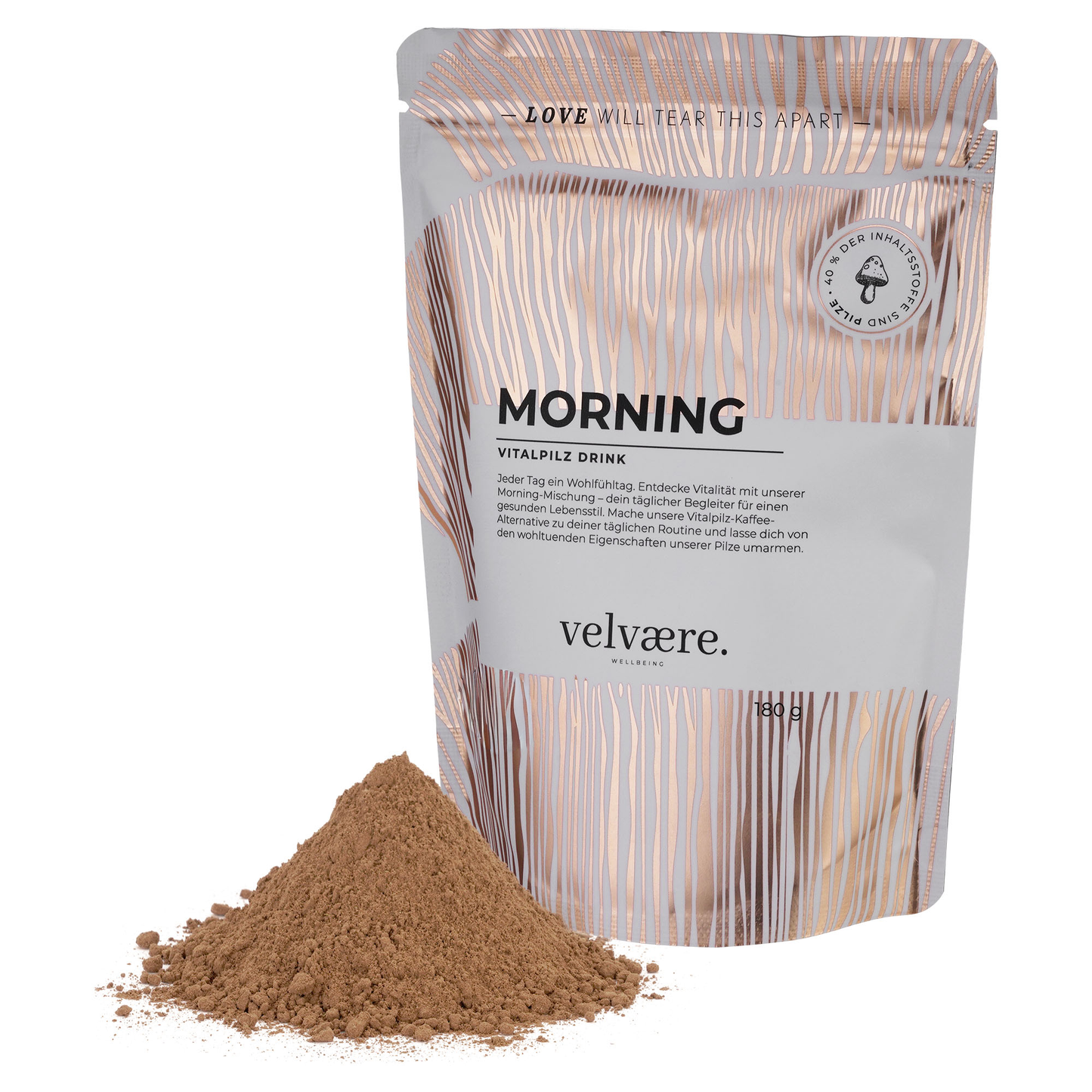Morning Vitalpilz Drink von velvaere im Beutel mit Pilzpulver – Vitalpilz Kaffee Alternative mit Matcha und Guarana
