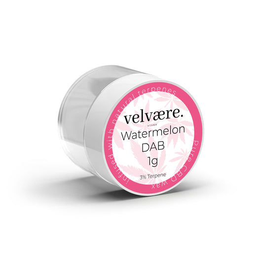 Velvaere Watermelon DAB – 1g, CBD Wax mit 3% natürlichen Terpenen, sommerlich-fruchtiges Aroma, im praktischen Döschen