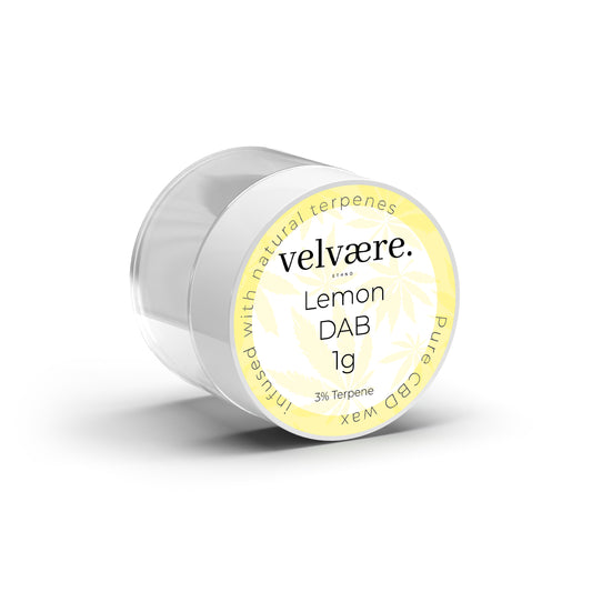 Velvaere Lemon DAB – 1g, CBD Wax mit 3% natürlichen Terpenen, aromatisch, im praktischen Döschen