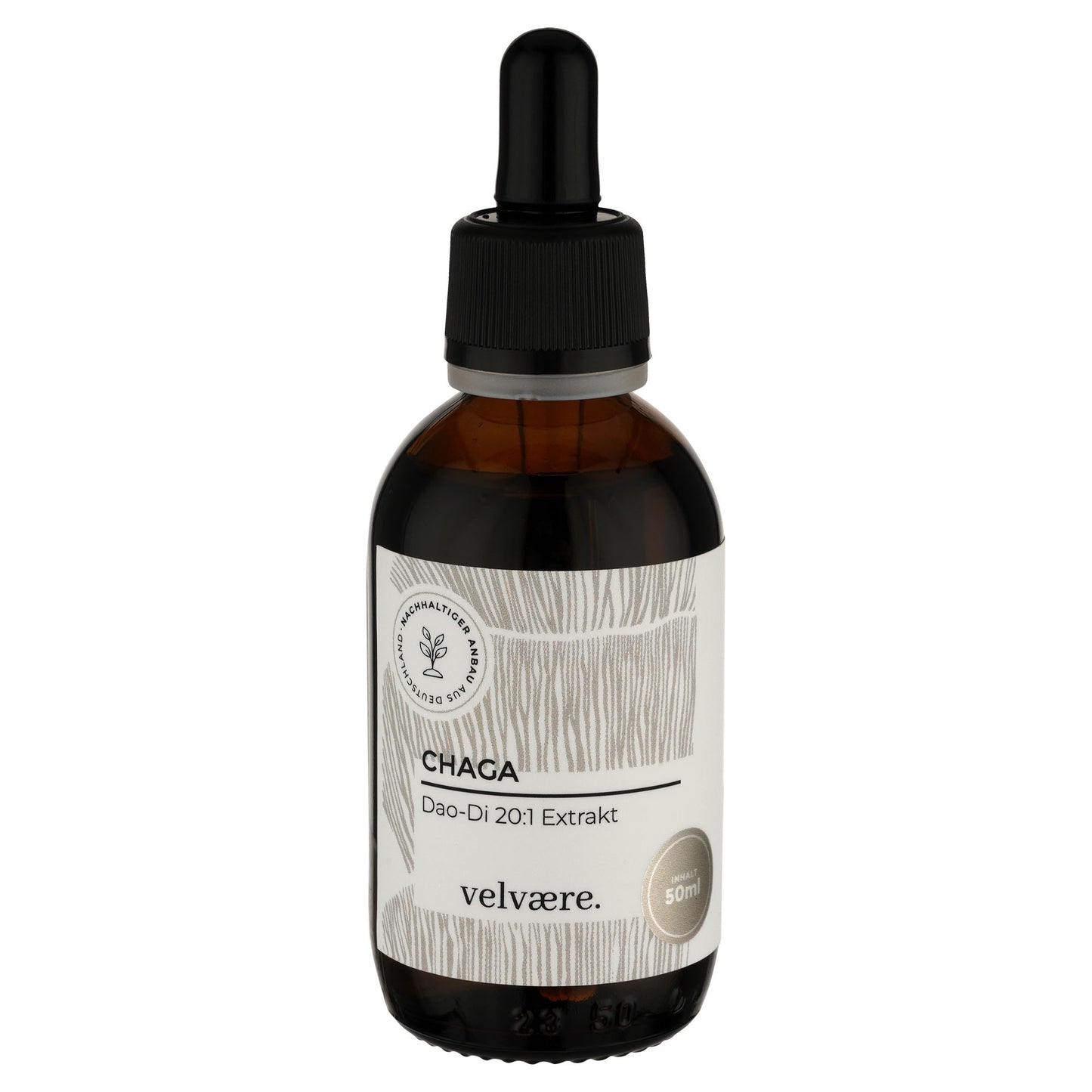 Velvaere Chaga Dao-Di 20:1 Extrakt – hochkonzentrierter Pilzextrakt im 50 ml Glasfläschchen, vegan, aus nachhaltigem Anbau
