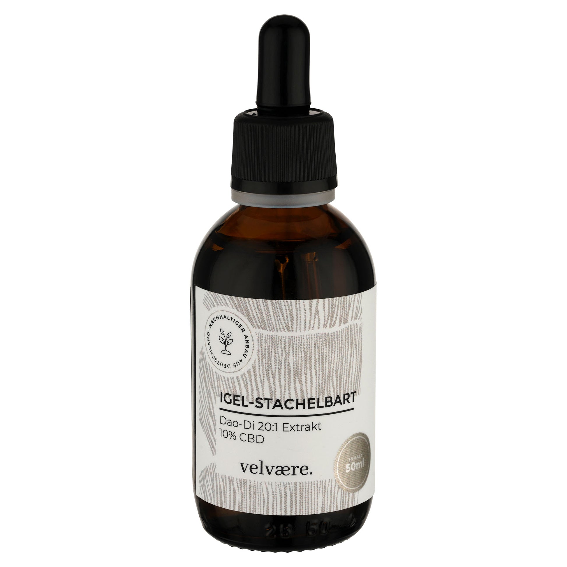 Velvaere Igel-Stachelbart Dao-Di 20:1 Extrakt + 10% CBD – hochkonzentrierter Pilzextrakt mit CBD, 50 ml Glasfläschchen, vegan, aus nachhaltigem Anbau