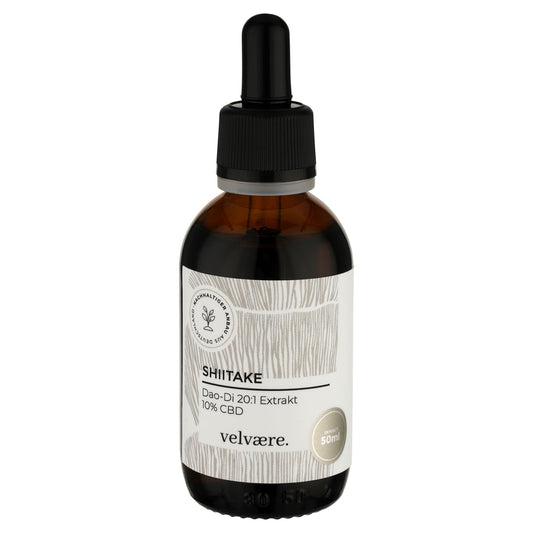 Velvaere Shiitake Dao-Di 20:1 Extrakt + 10% CBD – hochkonzentrierter Pilzextrakt mit CBD, 50 ml Glasfläschchen, vegan, aus nachhaltigem Anbau