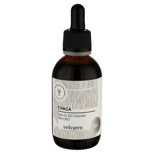 Velvaere Chaga Dao-Di 20:1 Extrakt + 10% CBD – hochkonzentrierter Pilzextrakt mit CBD, 50 ml Glasfläschchen, vegan, aus nachhaltigem Anbau