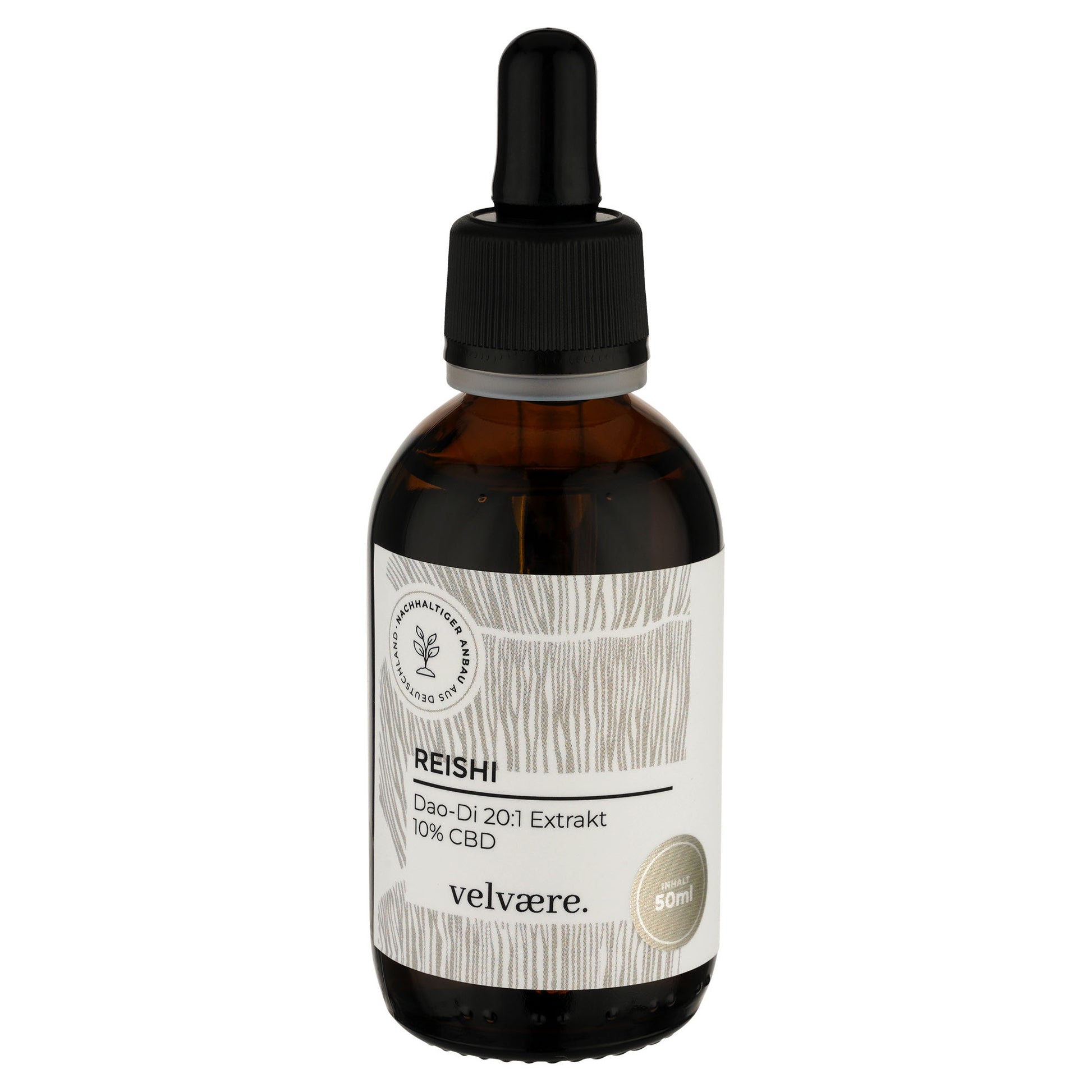 Velvaere Reishi Dao-Di 20:1 Extrakt + 10% CBD – hochkonzentrierter Pilzextrakt mit CBD, 50 ml Glasfläschchen, vegan, aus nachhaltigem Anbau