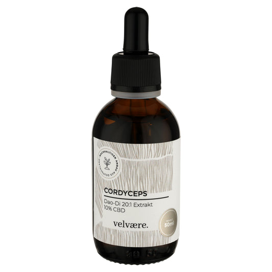 Velvaere Cordyceps Dao-Di 20:1 Extrakt + 10% CBD – hochkonzentrierter Pilzextrakt mit CBD, 50 ml Glasfläschchen, vegan, aus nachhaltigem Anbau