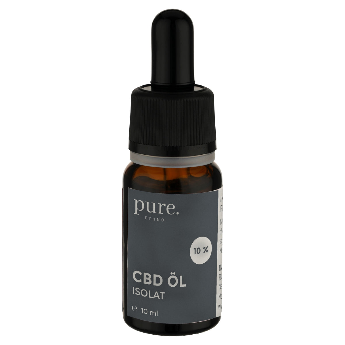 pure. ethno CBD Isolat Öl 10 %, THC frei  – 10 ml Braunglasflasche mit Pipette