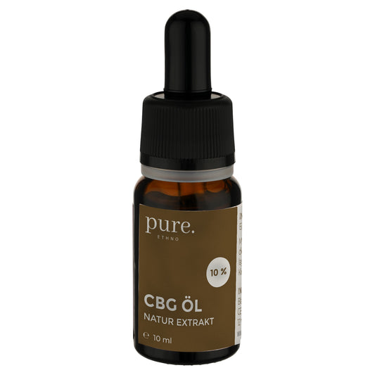 CBG Öl 10 % Natur Extrakt von pure. ethno in 10 ml Braunglasflasche mit Pipette